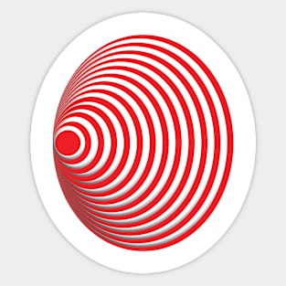 Geometric red concentric circles 3D doodle art Sticker